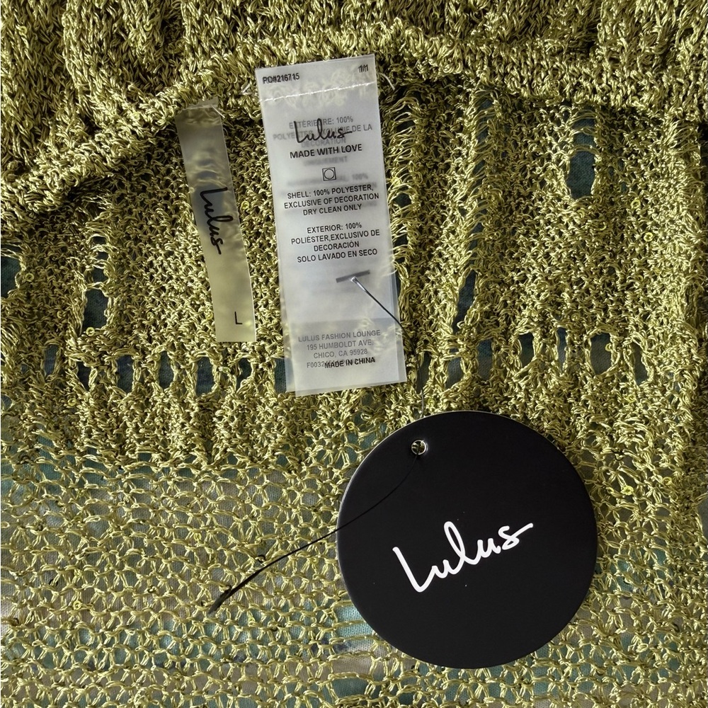 Lulu's Olive Open-Side Distressed Knit Swim Coverup - Picture 2 of 4